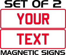 SET OF 2 MAGNETIC MOTOR TRADE SHOW ROOM PLATE SIGN ADVERTISING REG VEHICLE