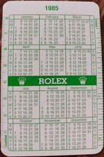 ROLEX 1985 1986 GREEN CALENDAR