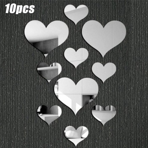 Art heart shape mirror wall - 3d,