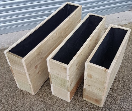 Wooden lined garden trough - wooden,