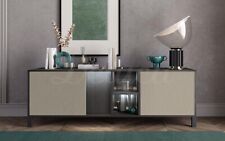 Kara Dark Oak & Champagne Gloss Italian TV Cabinet Unit With LED Lights