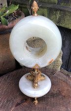 Vintage Baroque style mantel clock case gilt metal onyx dolphin feet 12" high