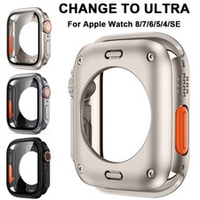 Change To Ultra Case Cover For Apple Watch 44mm 45mm iWatch Series 9 8 7 6 5 SE