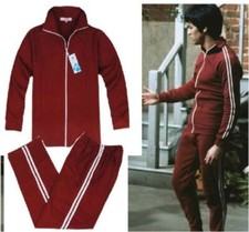 Bruce Lee Costume Classic Kung Fu Suits Longstreet Red Tracksuit Cotton Uniform