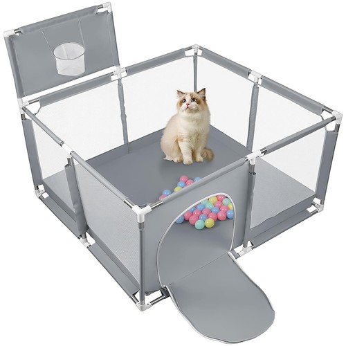 Mesh baby playpen grey - mesh, safety