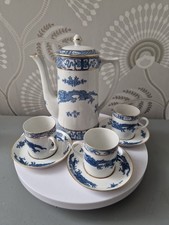 A.G.Hartley Jones Royal Winton Rare Coffee Pot And Cups In Blue Dragon Pattern