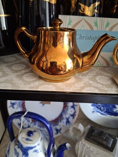 Small copper gold tea pot - copper,