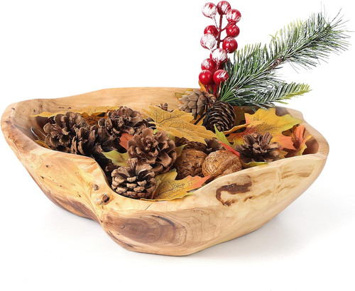 Decorative wooden fruit bowl - wooden,