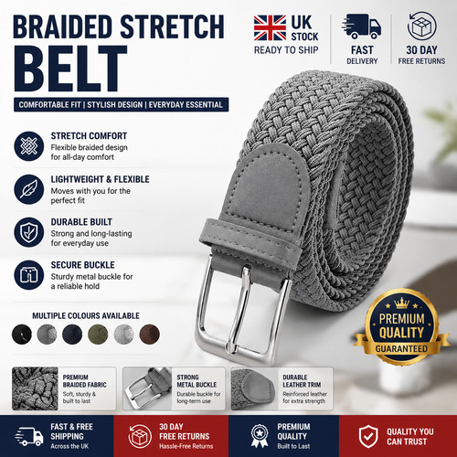 Mens belt elastic braided - belt,elastic,