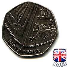 A BRITISH 2014 ELIZABETH II FIFTY PENCE 50p coin, 11 Years Old!