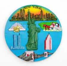 FRIDGE MAGNET 3D NEW YORK STATUE OF LIBERTY TWIN TOWERS BROOKLYN BRIDGE RESIN