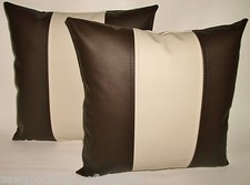 2 Brown & Cream Stripe Faux