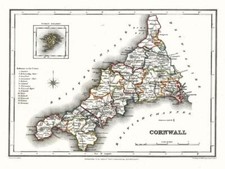 Vintage County Map of Cornwall