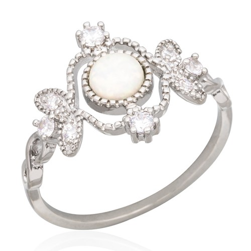 5mm round white - white, opal