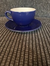 LARGE STEELITE INTERNATIONAL BLUE COFFEE/TEA CUP & SAUCER