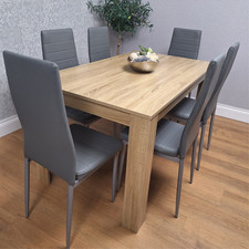 Oak Effect Dining Table Set