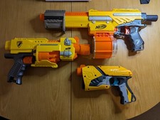 Yellow Nerf Gun Bundle; Barricade RV-10, Alpha Trooper CS-18 and Dart Tag