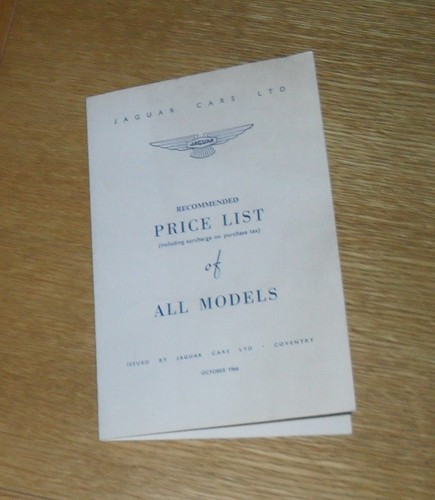 Jaguar price list 1966 - jaguar,