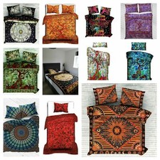 Indian Mandala Pattern Single Double Coloured Bedding Duvet Bohemian Cover Throw