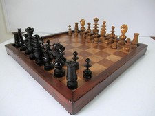 ANTIQUE CHESS SET REGENCE' PATTERN K 86mm PLUS JAQUES STYLE BOARD NO BOX