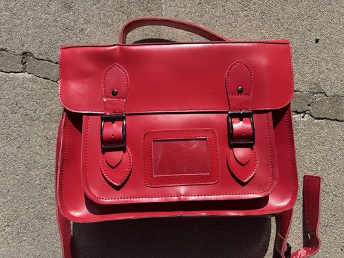 Red leather satchel handbags - red,