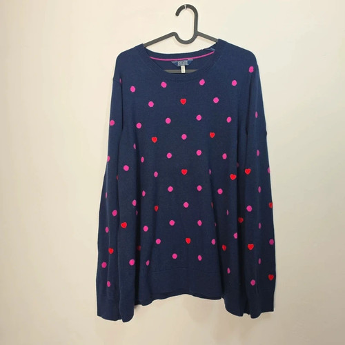 Joules navy spot heart knit - spot,