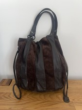 Ollie And nic Brown Leather & Suede Drawstring Handbag. MR25467 