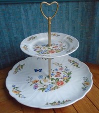 2 tier china cake stand made from Aynsley Cottage Garden floral plates