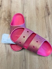 Crocs classic pink glitter iridescent Sliders Size 6 Ladies New Sandals 