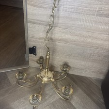 BHS Chandelier Ceiling Lighting Brass 3 Arm Baby Flemish Vintage 1990s 