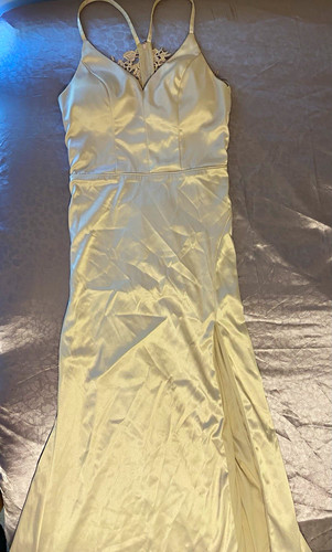 Women ivory satin - ivory, long