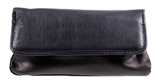 Leather tobacco pouch black - leather,
