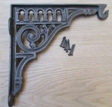 PAIR OF ROMAN HOOK cast iron rustic shelf Bracket wall Support books storage