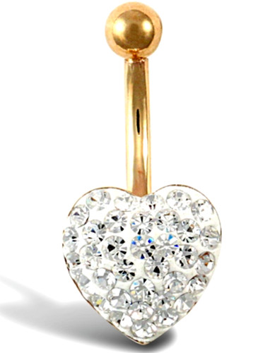 9ct gold belly bar white - gold,