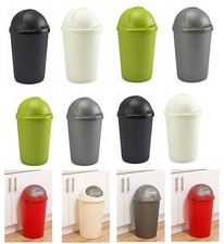 Plastic Bullet Bin Rubbish Waste Bins Kitchen Dustbin Flap Lid UK Brand 30/50LTR