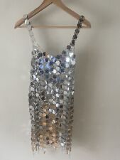 & OTHER STORIES MIRROR DISC CHAINMAIL MINI DRESS Size M/L Silver NWT Rare IBIZA