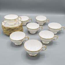 Royal Crown Derby Lombardy 8 Footed Cup and 9 Saucers FREE USA SHIPPING