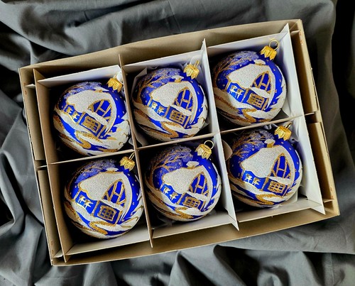 Hand painted glass baubles - painted,