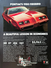Collectible 1980 Pontiac Firebird Trans Am  original color ad A069