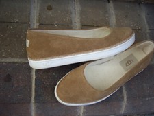 UGG KAMMI TAN SUEDE FLAT SHOES