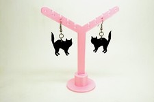 Drop / Dangle Halloween Fun Earrings - Black Cat Earrings