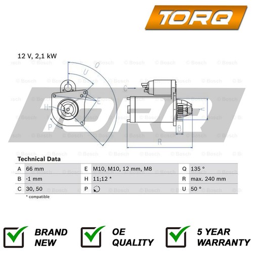 Starter motor torq fits - motor, trafic