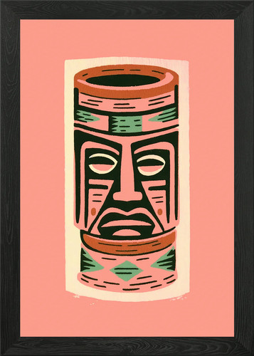 Tiki bar pink mug poster - tiki,