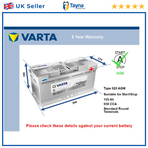 Agm battery fits audi c5 - battery, a6