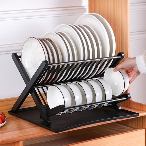 Folding cup plate drainer rack - folding,