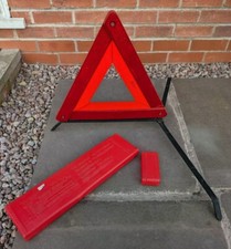 Vintage Folding Warning Triangle on Metal Stand, In Case, Halfords