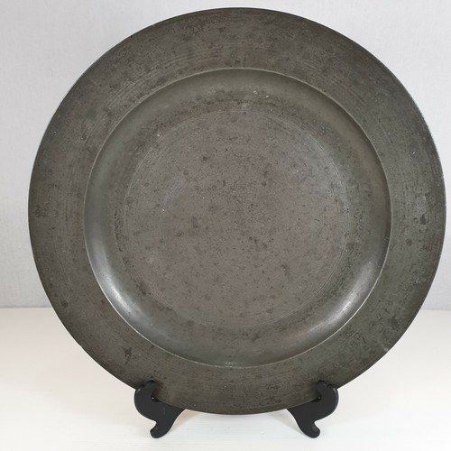 Antique pewter charger - antique, plate
