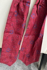 Mens Tootal Silk Made In England Red Multi Colour Geometric Vintage Cravat Gents
