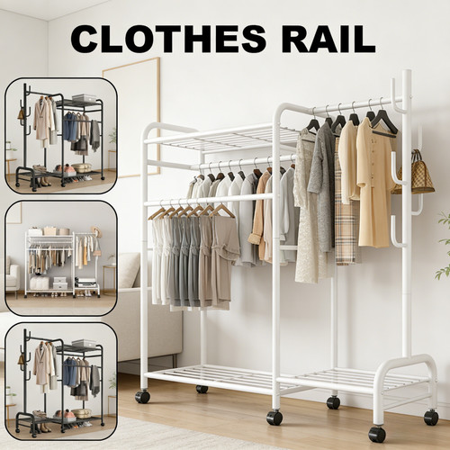 Double clothes rail rack heavy - double,