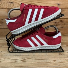 Adidas Trainers Womens Size UK 4 Hamburg Originals Red Suede Casuals Shoes OG